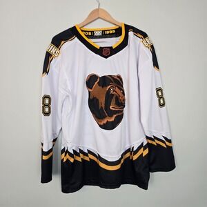 Boston Bruins Pastrnak 88 NHL Hockey Jersey White Size L Embroidered